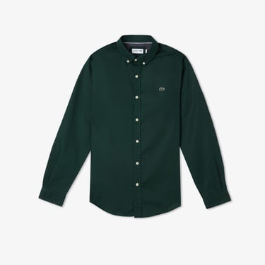  Lacoste Erkek Slim Fit Düğmeli Yaka Koyu Yeşil Gömlek