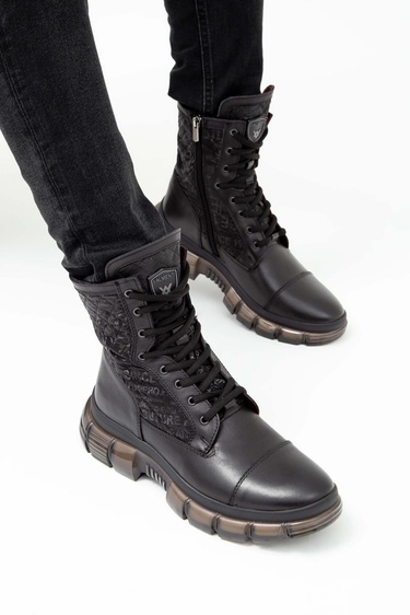  Valmenti Glow Erkek Siyah Hakiki Deri Casual Bot