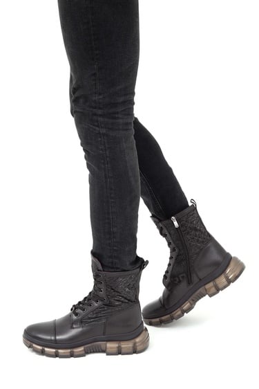  Valmenti Glow Erkek Siyah Hakiki Deri Casual Bot