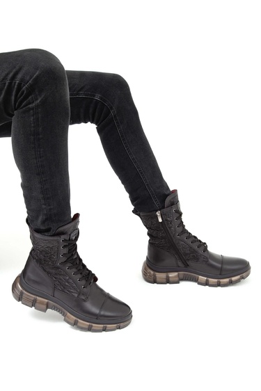  Valmenti Glow Erkek Siyah Hakiki Deri Casual Bot