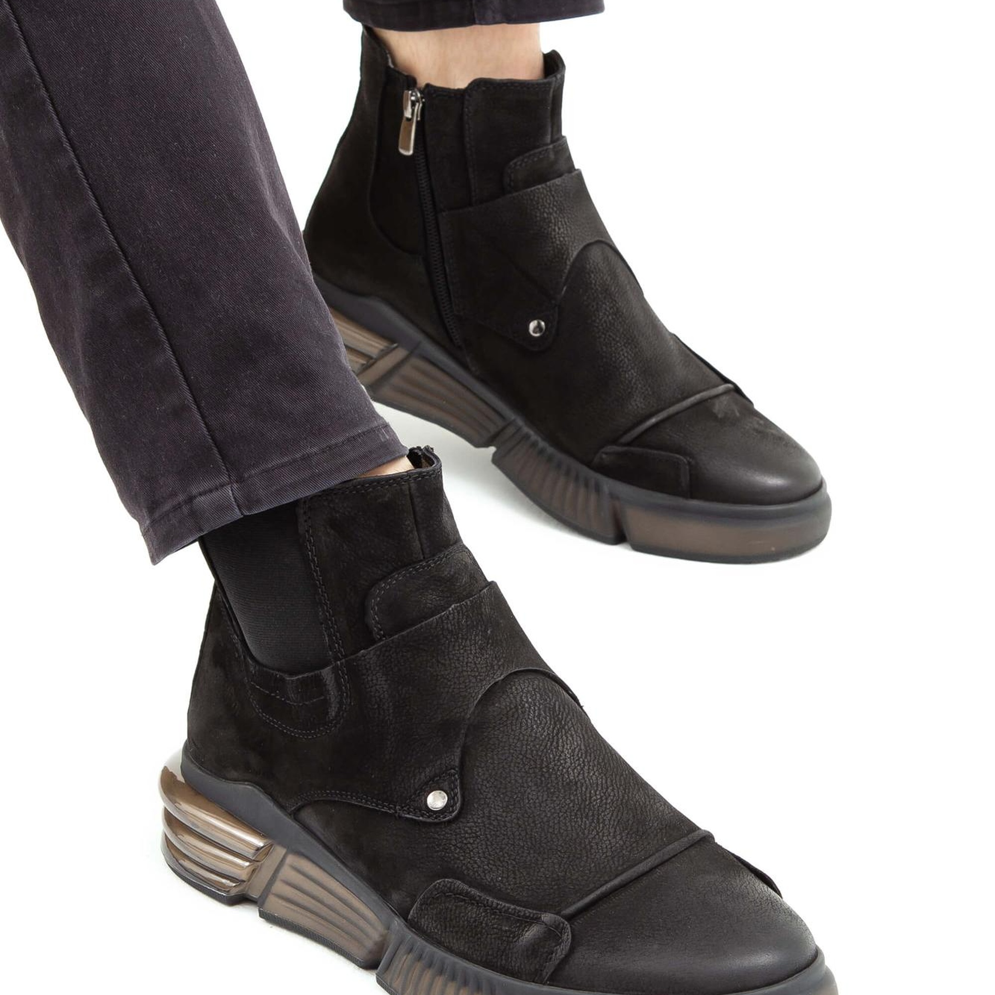 Valmenti Erkek Siyah Hakiki Deri Casual Bot