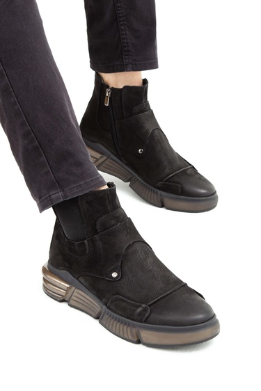  Valmenti Erkek Siyah Hakiki Deri Casual Bot