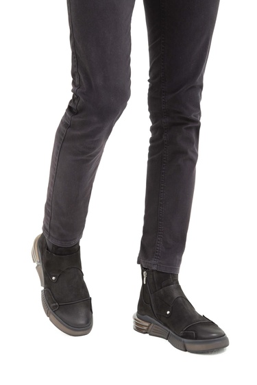  Valmenti Erkek Siyah Hakiki Deri Casual Bot