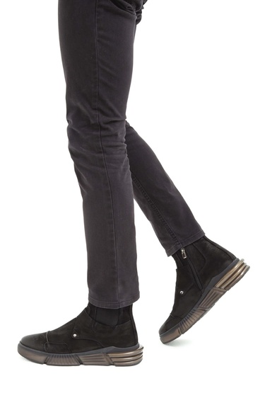  Valmenti Erkek Siyah Hakiki Deri Casual Bot