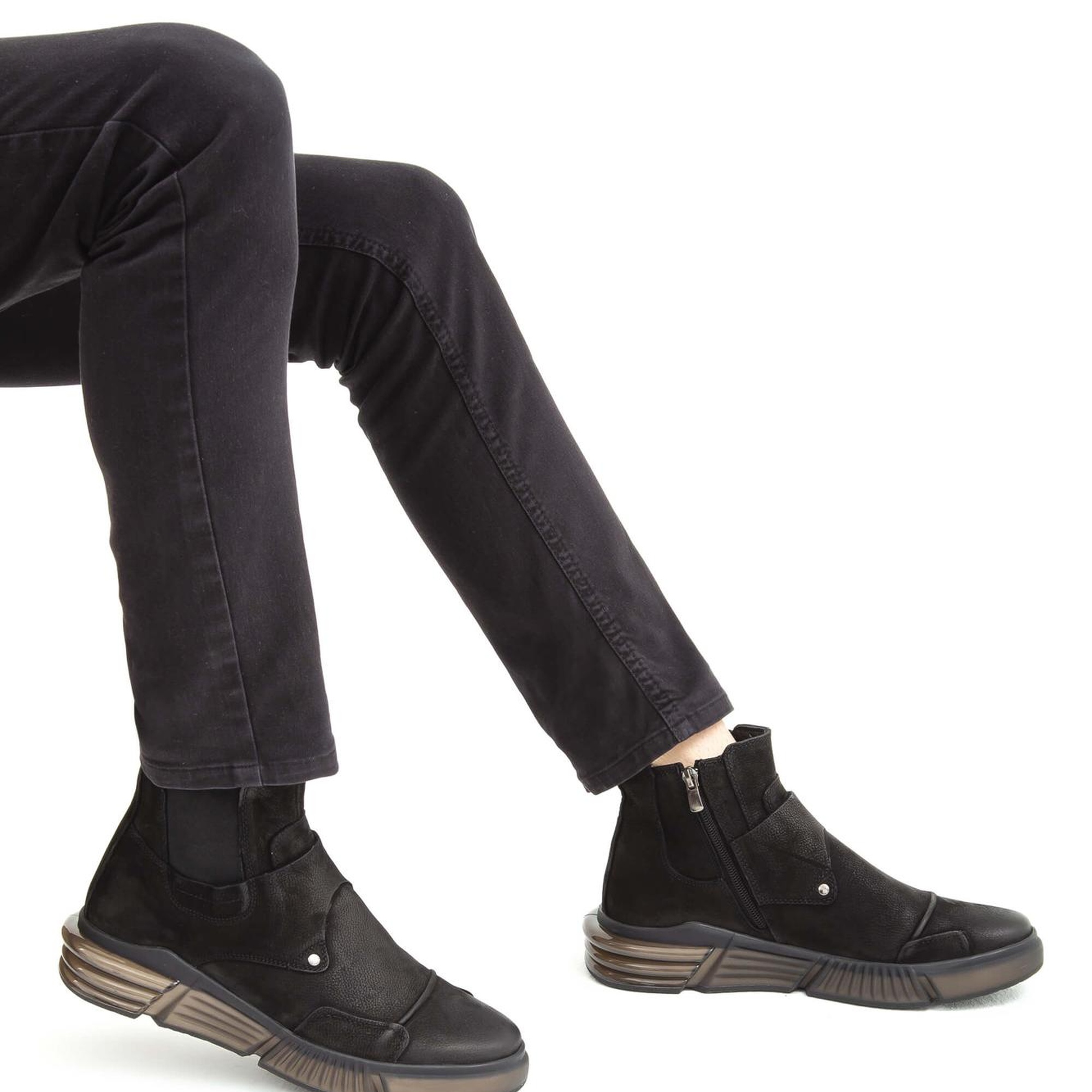 Valmenti Erkek Siyah Hakiki Deri Casual Bot