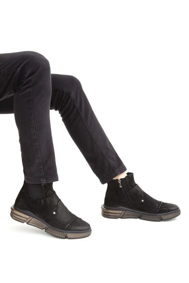  Valmenti Erkek Siyah Hakiki Deri Casual Bot