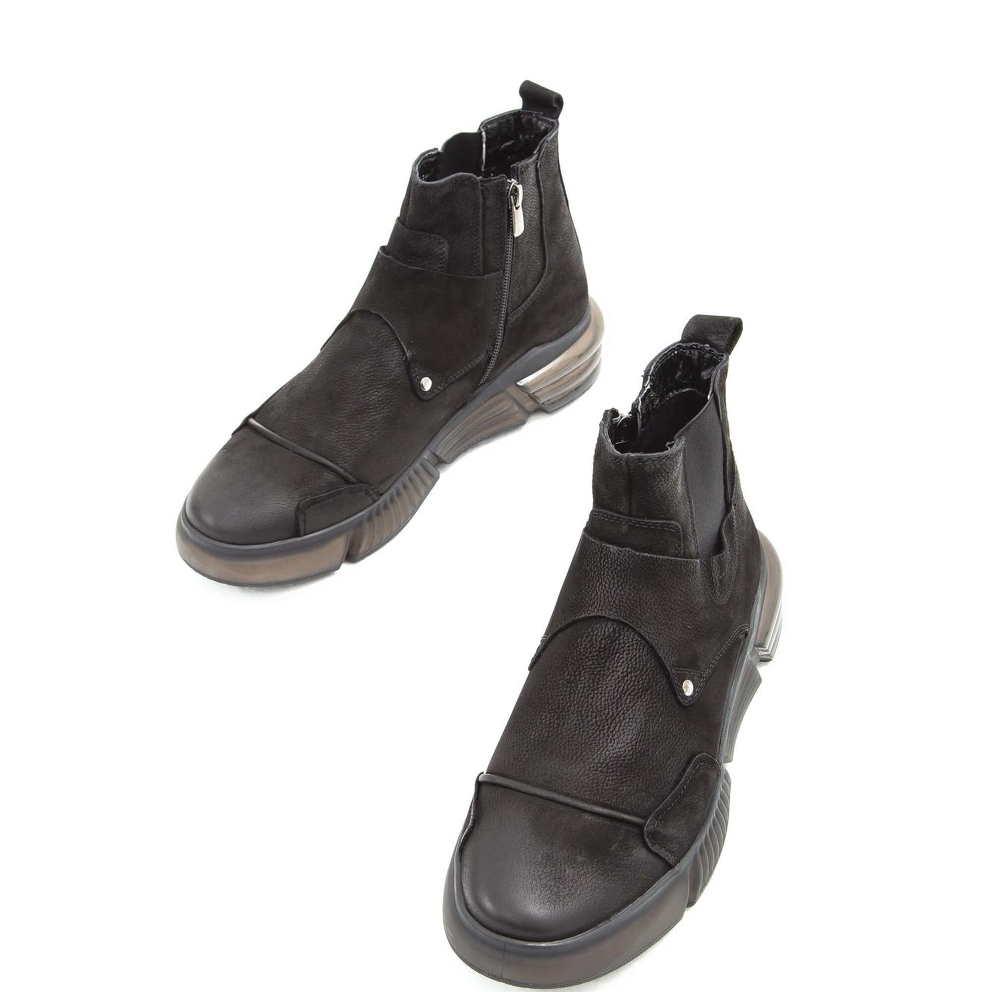 Valmenti Erkek Siyah Hakiki Deri Casual Bot