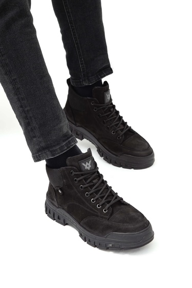  Valmenti Erkek Siyah Nubuk Hakiki Deri Casual Bot