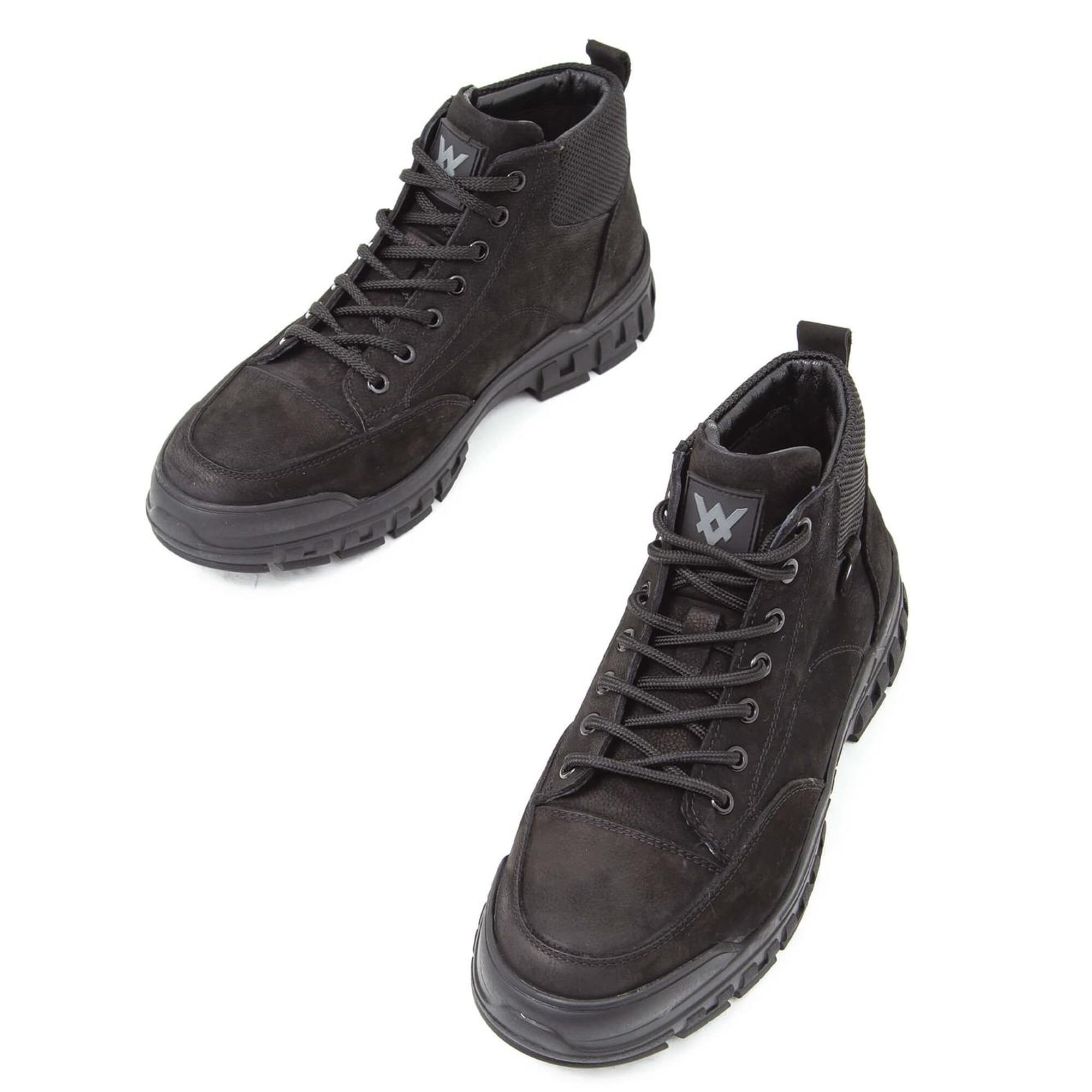 Valmenti Erkek Siyah Nubuk Hakiki Deri Casual Bot