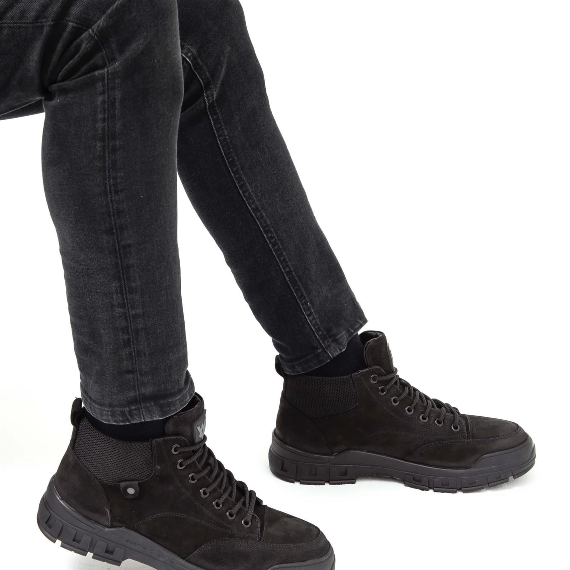 Valmenti Erkek Siyah Nubuk Hakiki Deri Casual Bot