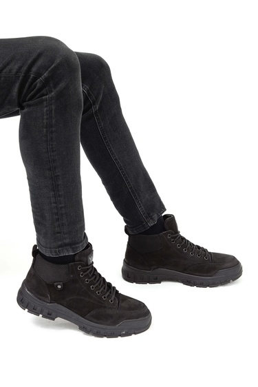  Valmenti Erkek Siyah Nubuk Hakiki Deri Casual Bot