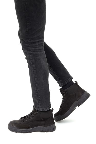  Valmenti Erkek Siyah Nubuk Hakiki Deri Casual Bot