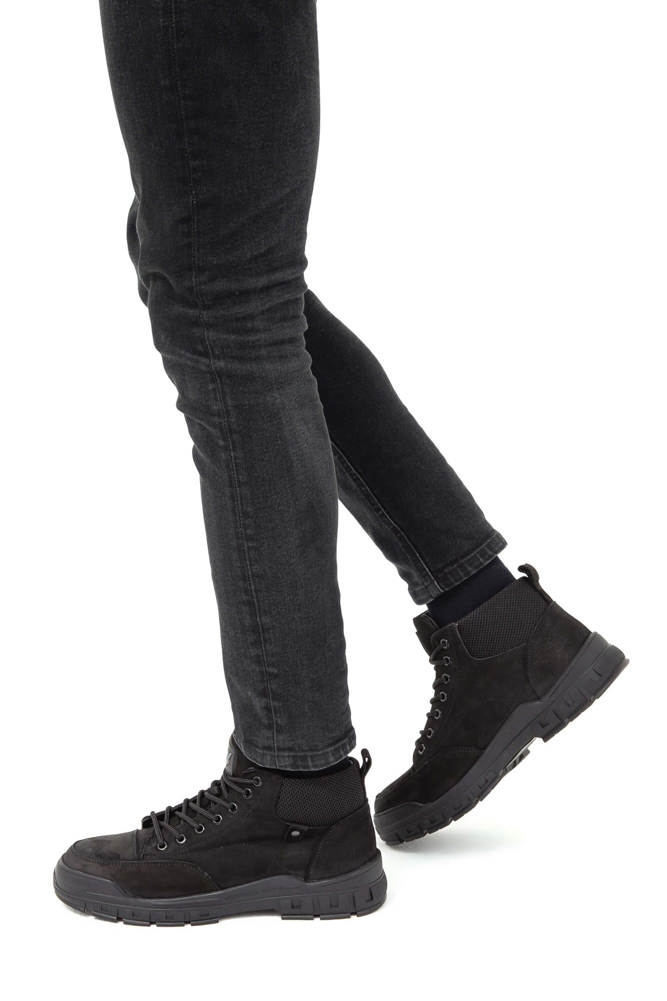  Valmenti Erkek Siyah Nubuk Hakiki Deri Casual Bot