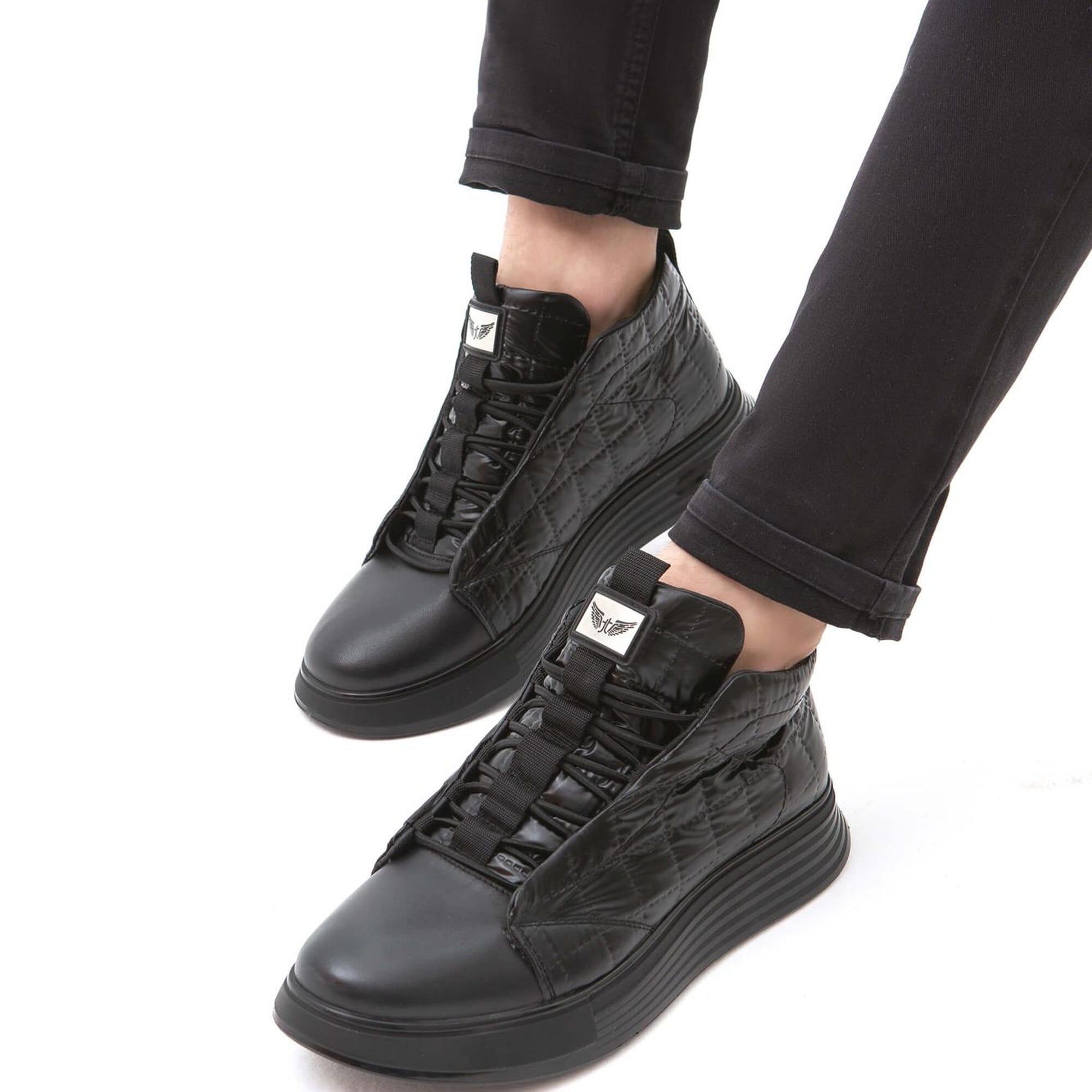 Valmenti Erkek Siyah Deri & Tekstil Casual Bot