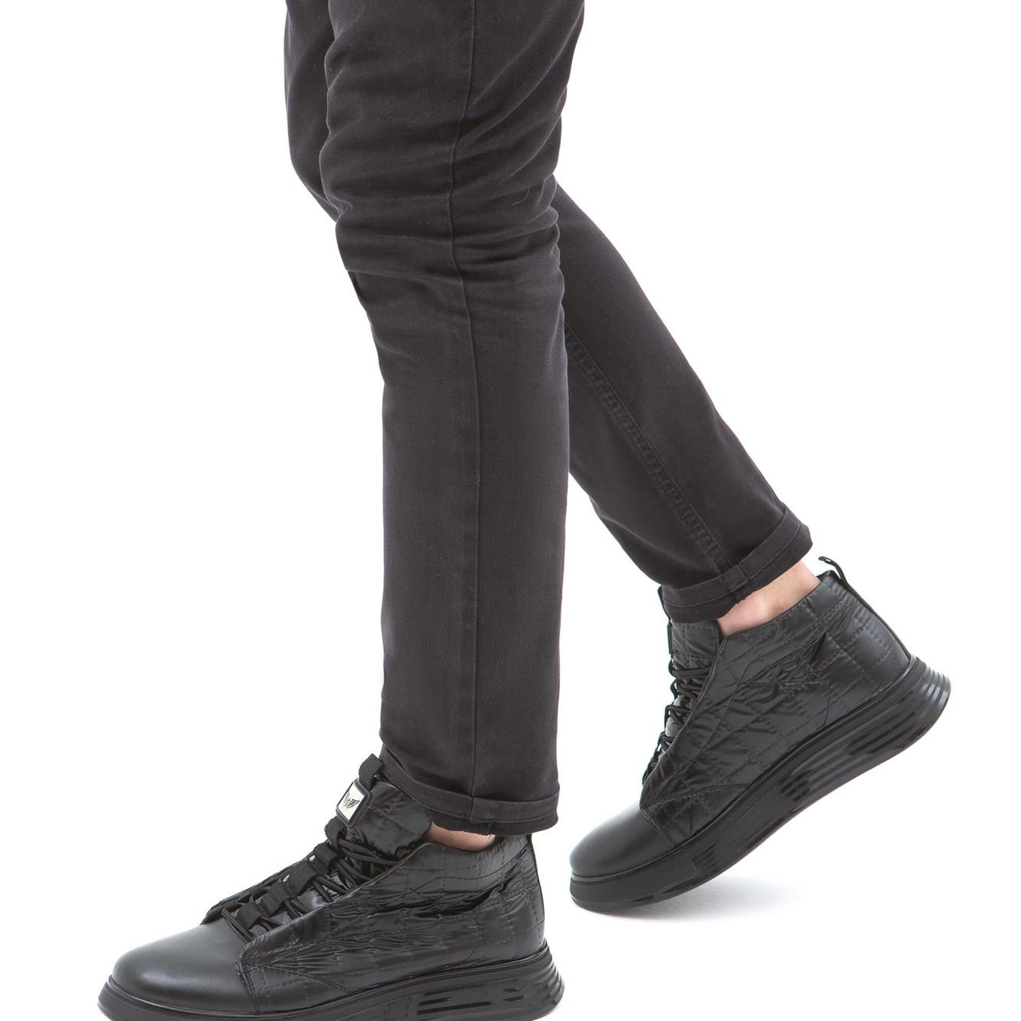 Valmenti Erkek Siyah Deri & Tekstil Casual Bot