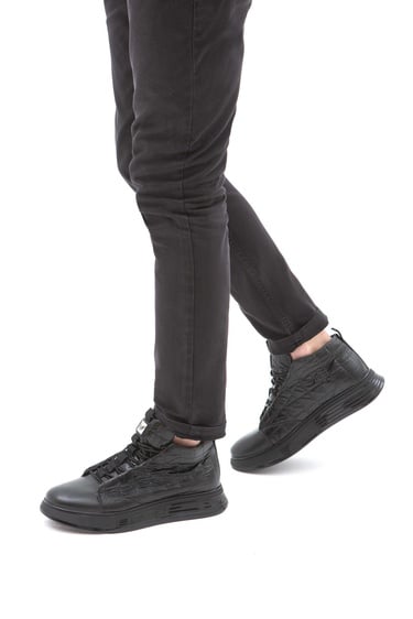  Valmenti Erkek Siyah Deri & Tekstil Casual Bot