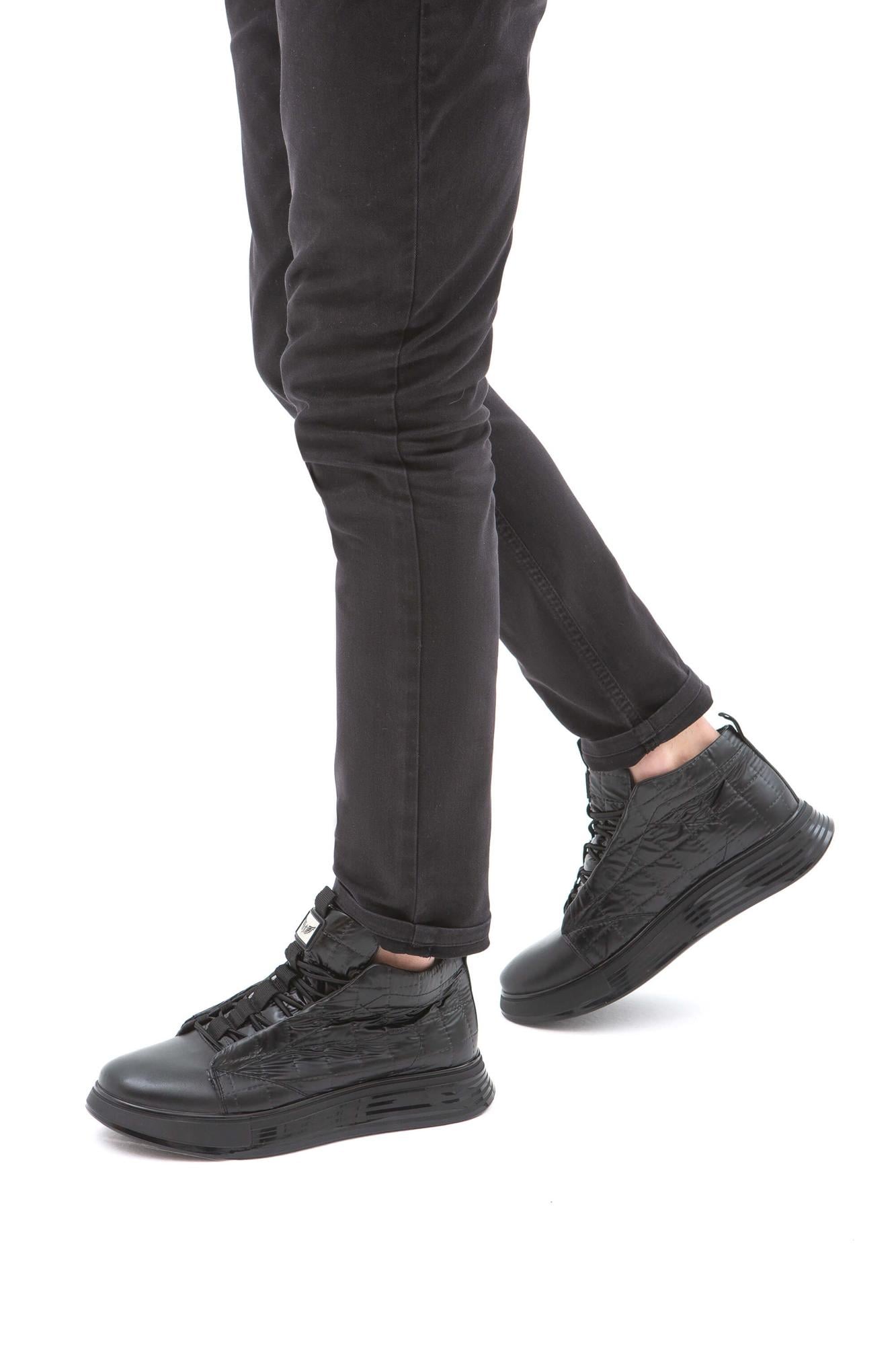  Valmenti Erkek Siyah Deri & Tekstil Casual Bot