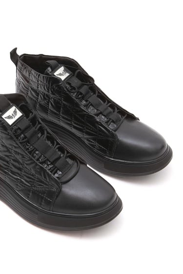  Valmenti Erkek Siyah Deri & Tekstil Casual Bot