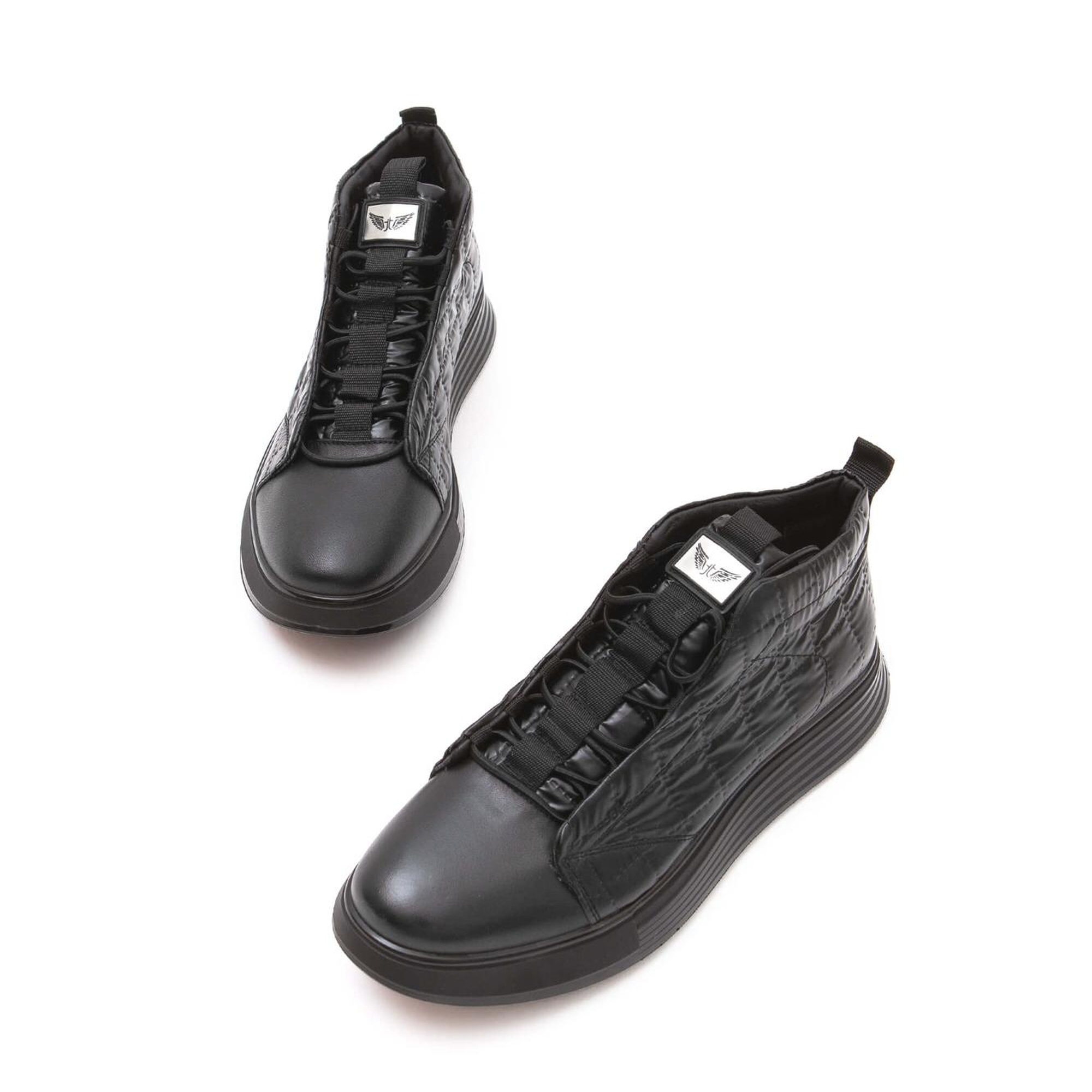 Valmenti Erkek Siyah Deri & Tekstil Casual Bot