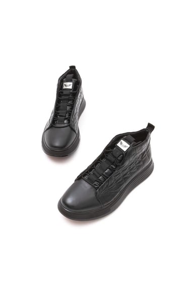  Valmenti Erkek Siyah Deri & Tekstil Casual Bot