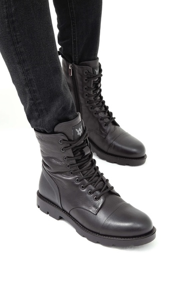  Valmenti Dabih Erkek Siyah Hakiki Deri Casual Bot