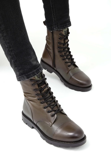  Valmenti Dabih Erkek Yeşil Hakiki Deri Casual Bot