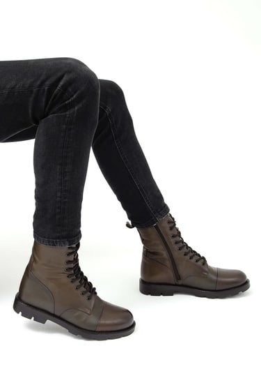  Valmenti Dabih Erkek Yeşil Hakiki Deri Casual Bot