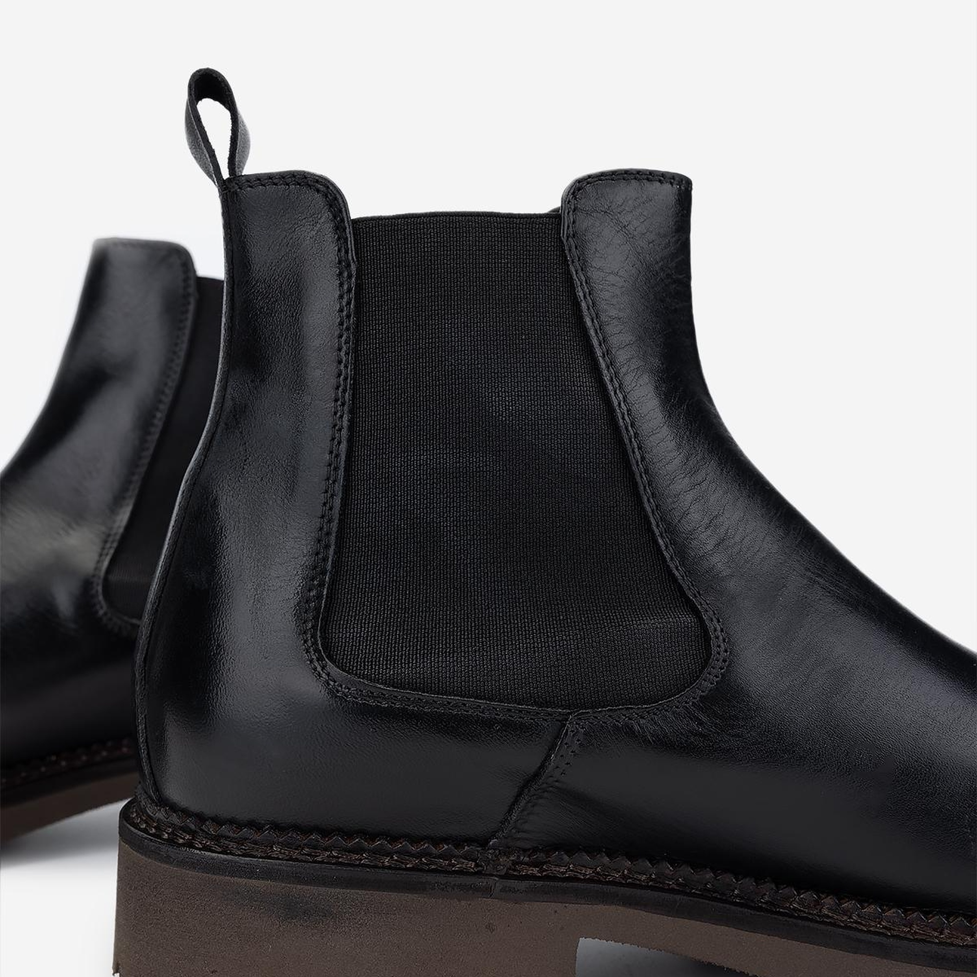 Valmenti Erkek Hakiki Deri Siyah Casual Bot