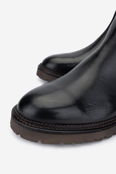  Valmenti Erkek Hakiki Deri Siyah Casual Bot