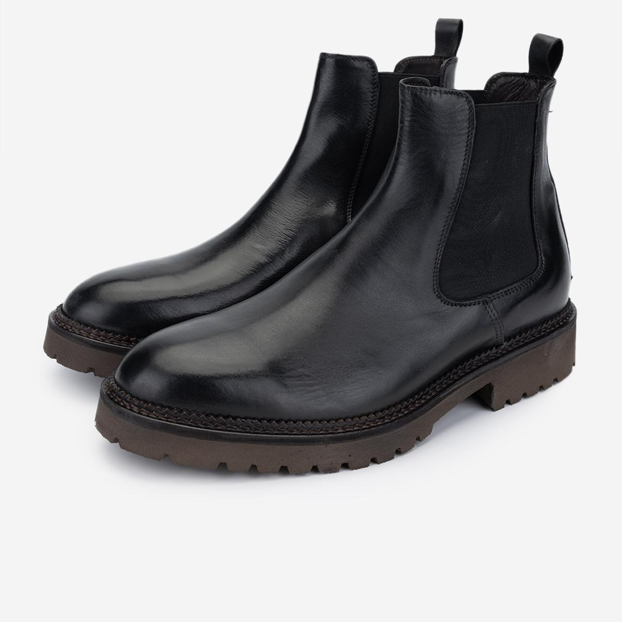 Valmenti Erkek Hakiki Deri Siyah Casual Bot