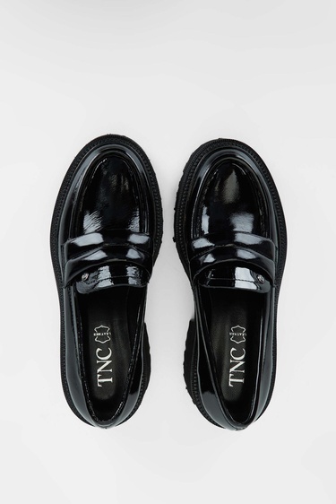  Tamer Tanca Kadın Hakiki Deri Siyah Loafer Ayakkabı