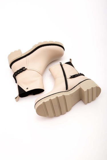  Tamer Tanca Kadın Hakiki Deri Bej Casual Bot