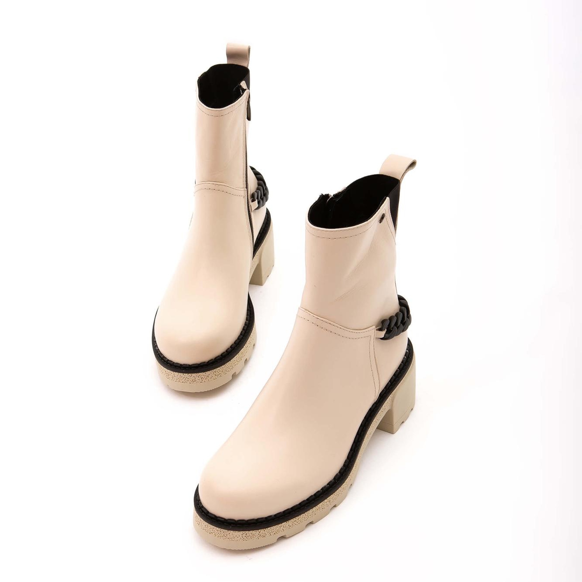 Tamer Tanca Kadın Hakiki Deri Bej Casual Bot