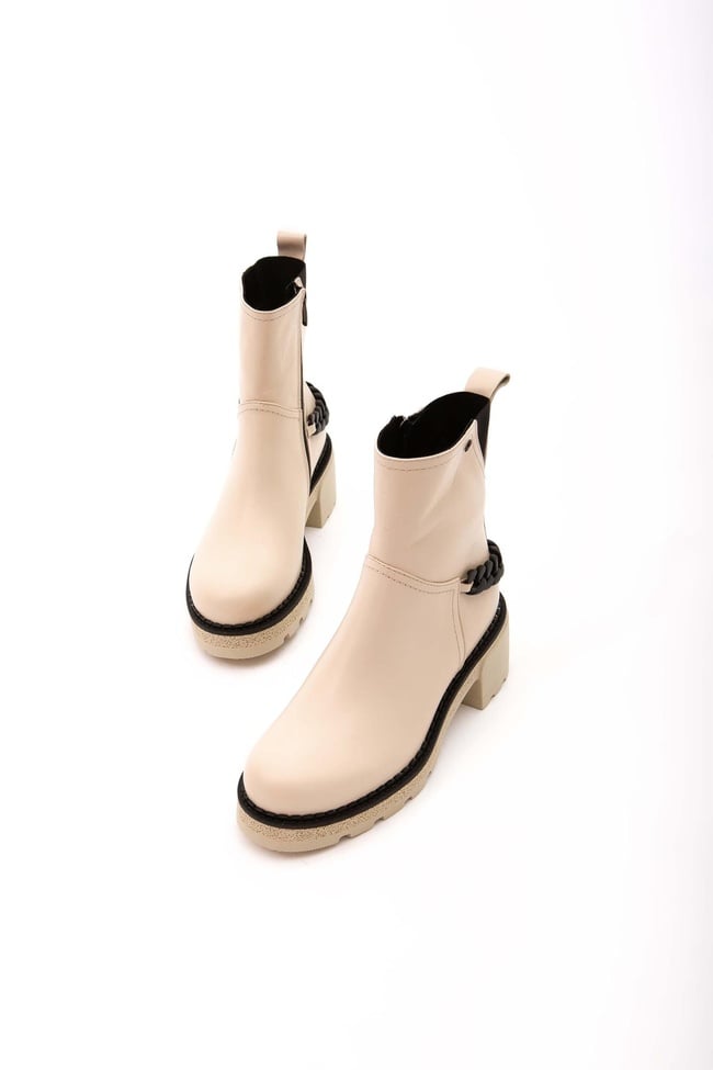  Tamer Tanca Kadın Hakiki Deri Bej Casual Bot