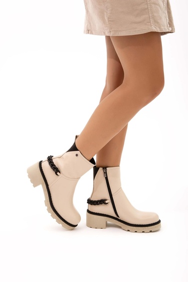  Tamer Tanca Kadın Hakiki Deri Bej Casual Bot