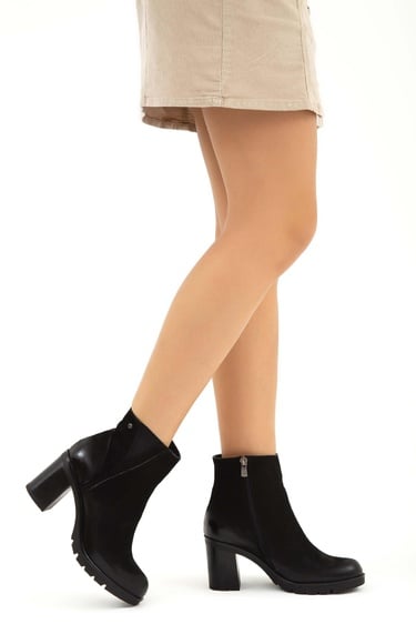  Tamer Tanca Kadın Hakiki Deri Siyah Nubuk Klasik Bot