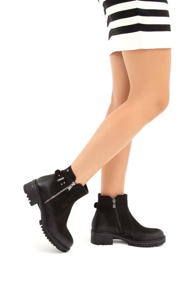  Tamer Tanca Kadın Hakiki Deri Siyah Nubuk Günlük Bot