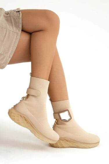  Tamer Tanca Kadın Triko Bej Casual Bot