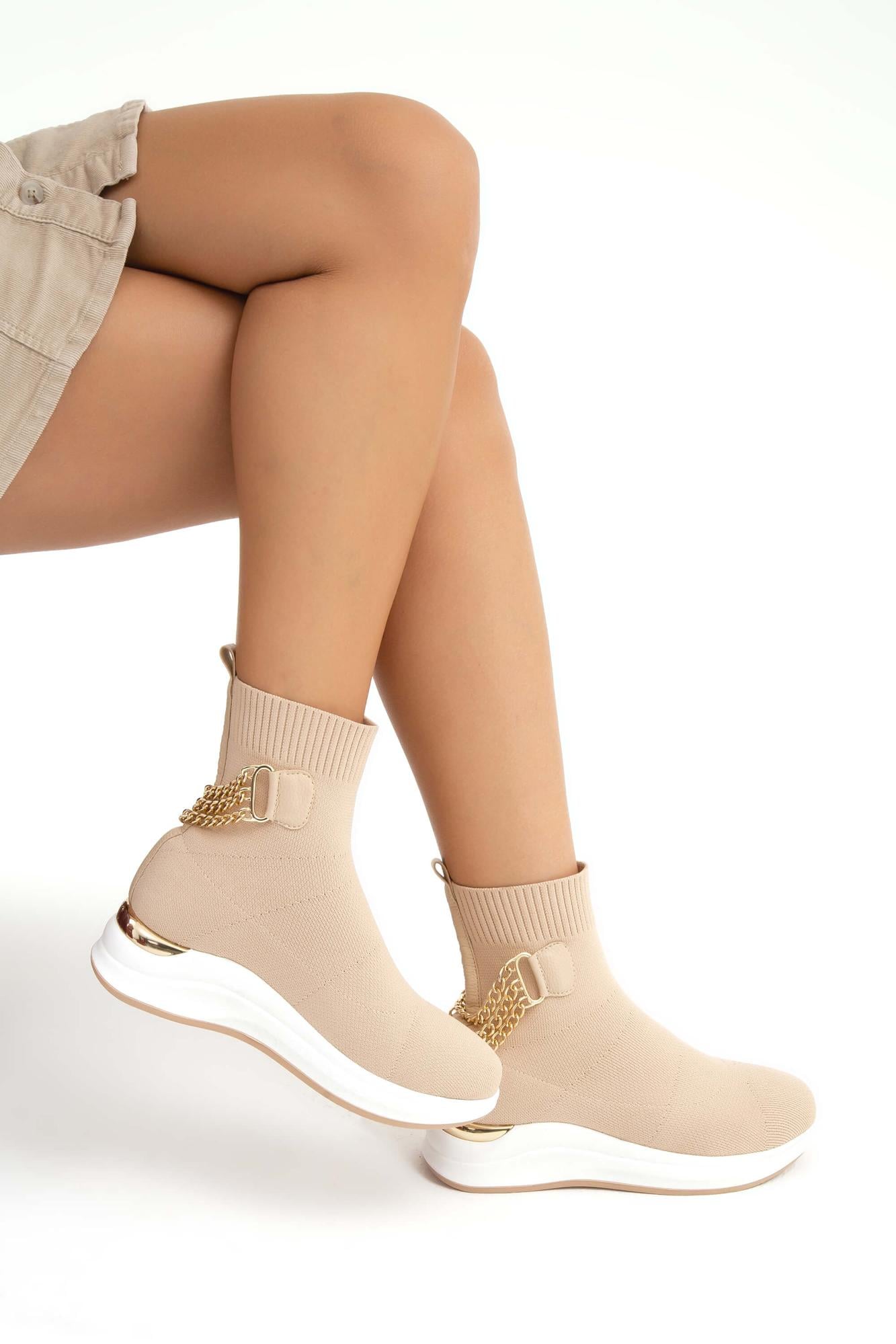 Tamer Tanca Tamer Tanca Kadın Triko Bej Casual Bot | FashFed Bej - 6. görsel