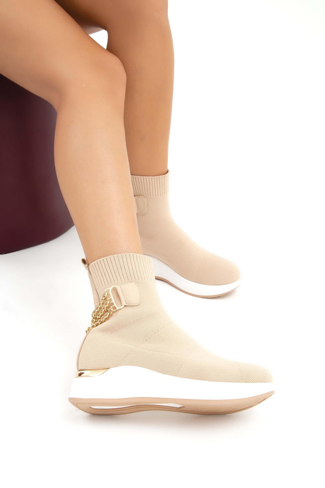 Tamer Tanca Tamer Tanca Kadın Triko Bej Casual Bot | FashFed Bej - 5. görsel