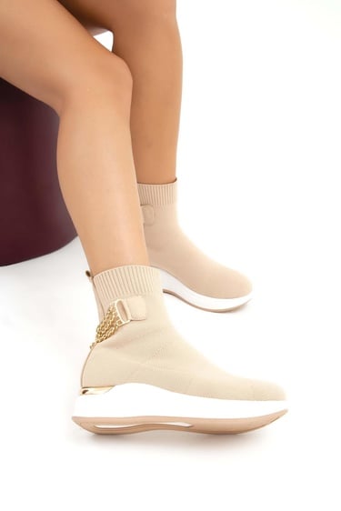  Tamer Tanca Kadın Triko Bej Casual Bot