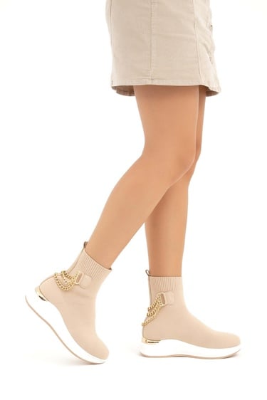  Tamer Tanca Kadın Triko Bej Casual Bot