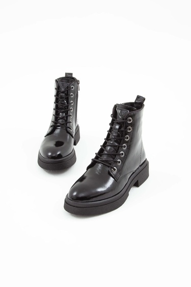  Tamer Tanca Kadın Hakiki Deri Siyah Rugan Casual Bot