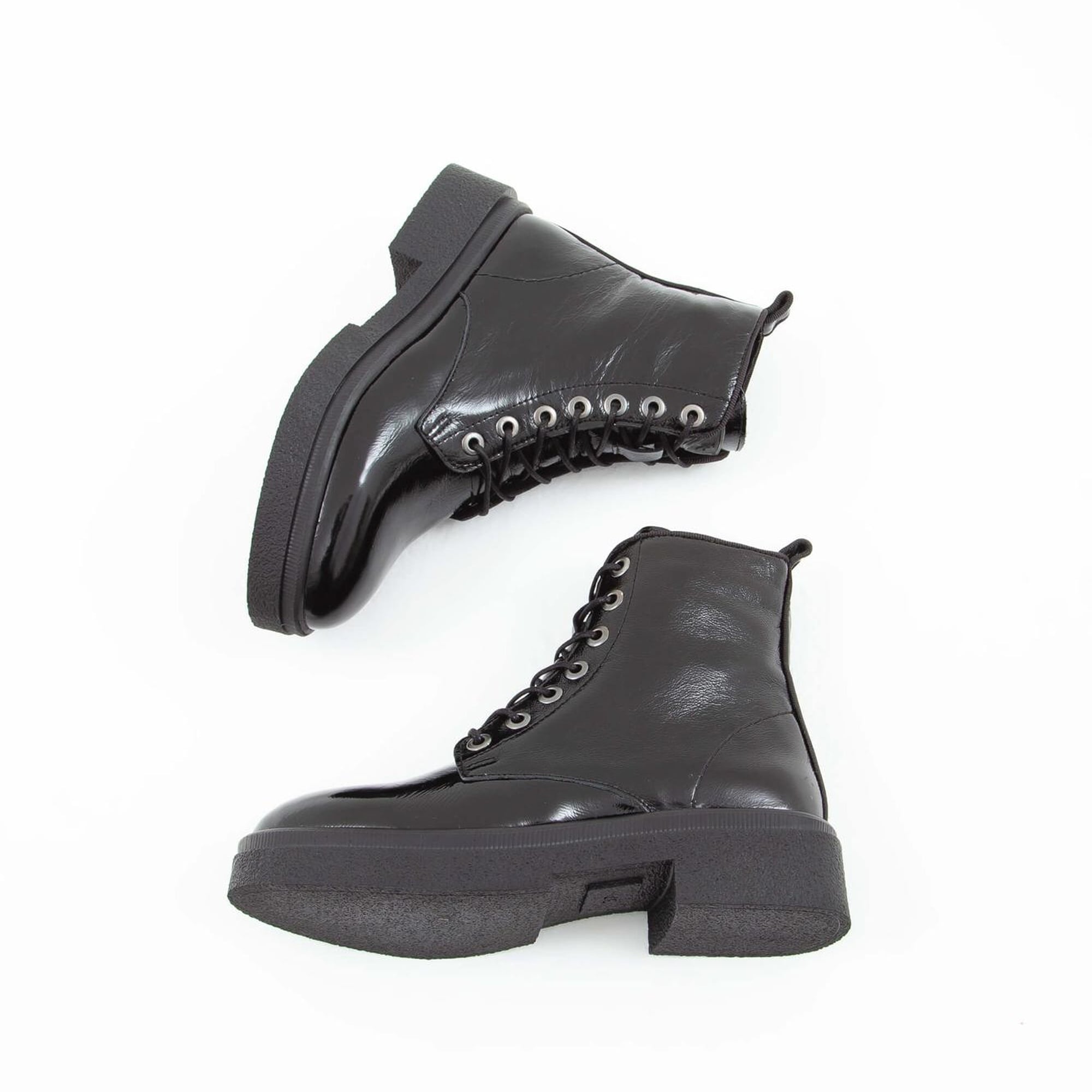 Tamer Tanca Kadın Hakiki Deri Siyah Rugan Casual Bot