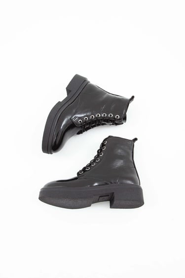  Tamer Tanca Kadın Hakiki Deri Siyah Rugan Casual Bot