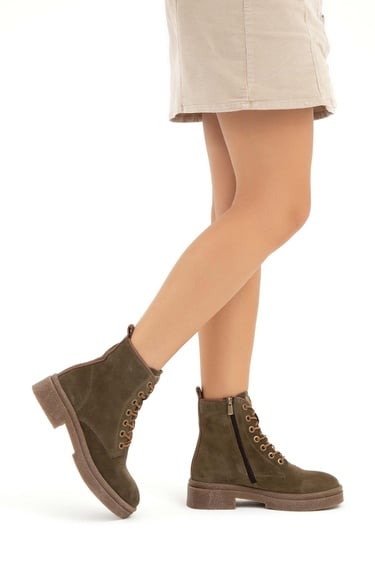  Tamer Tanca Kadın Hakiki Deri Yeşil Casual Bot