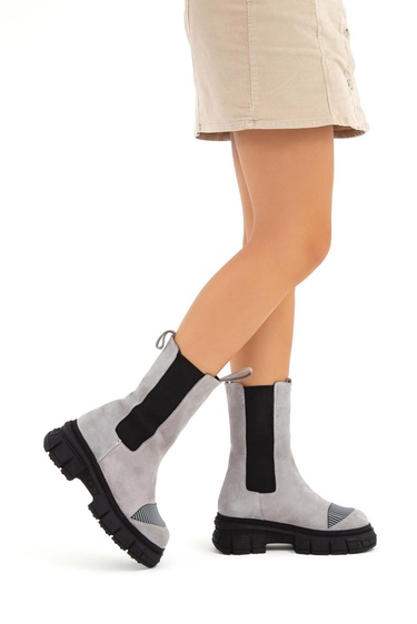  Tamer Tanca Kadın Hakiki Deri Gri Casual Bot