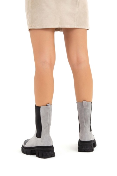  Tamer Tanca Kadın Hakiki Deri Gri Casual Bot