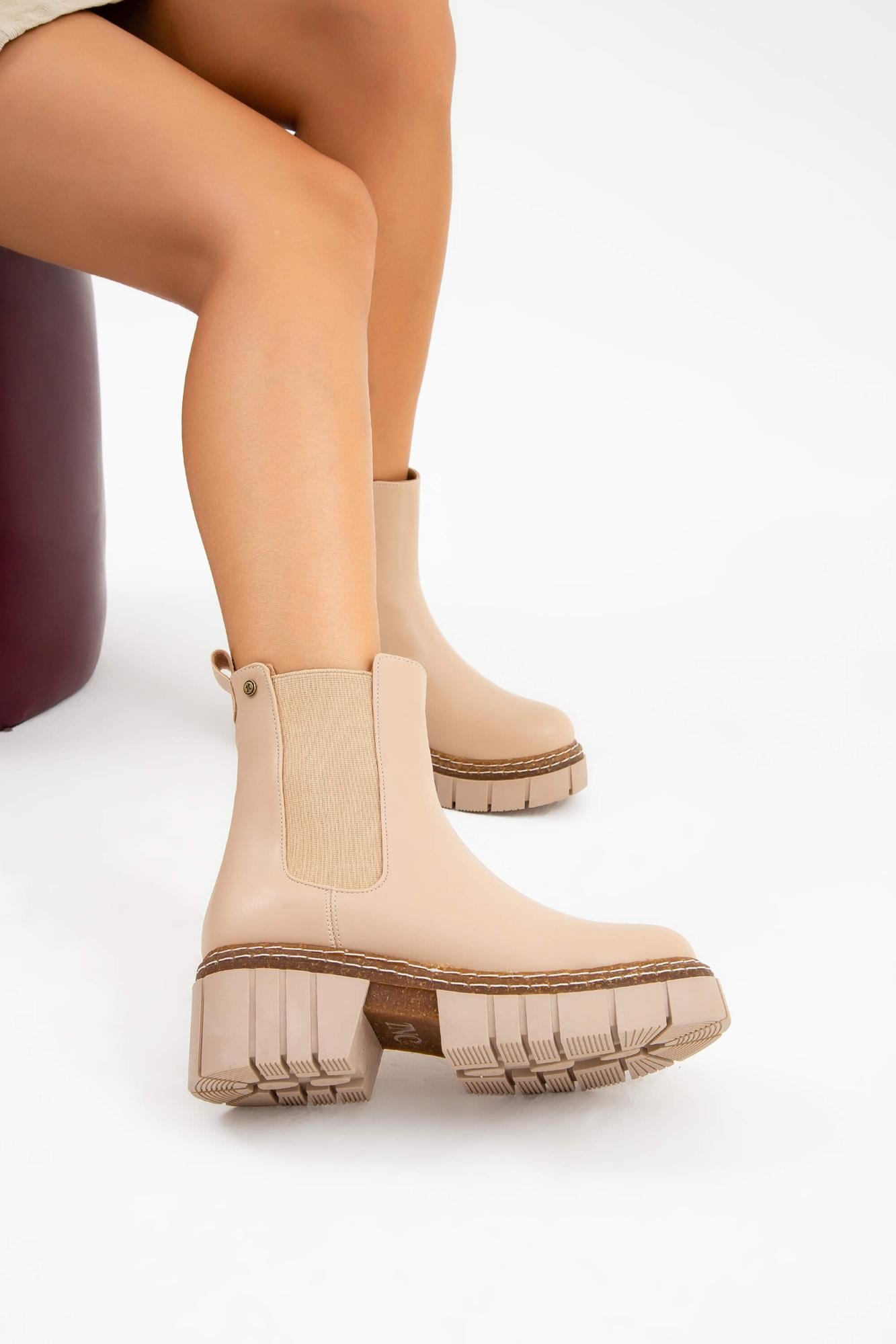 Tamer Tanca Tamer Tanca Kadın Vegan Bej Casual Bot | FashFed Bej - 5. görsel