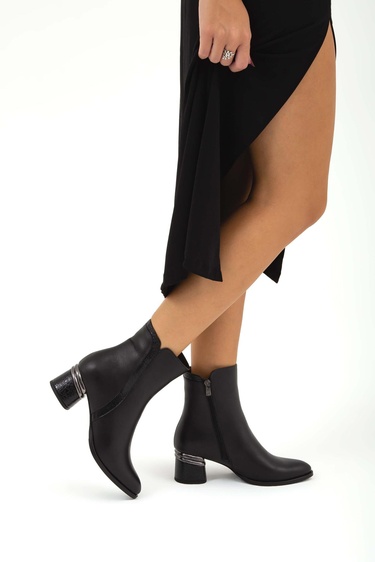  Tamer Tanca Kadın Hakiki Deri Siyah Klasik Bot
